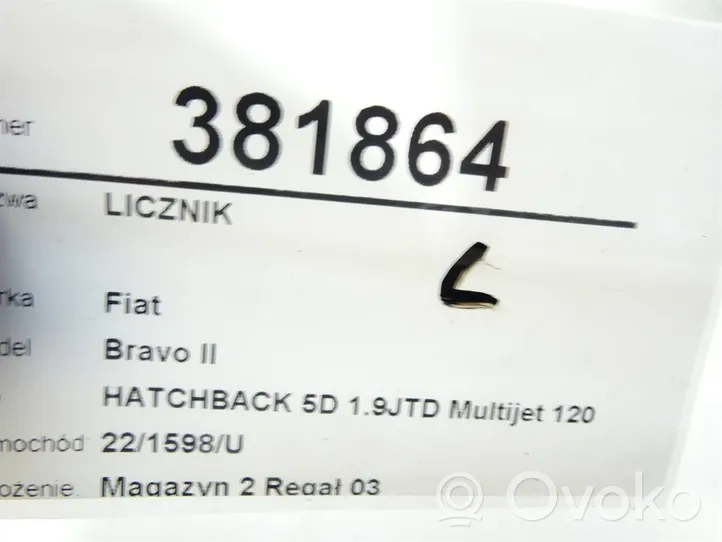 Fiat Bravo Geschwindigkeitsmesser Cockpit 51761172