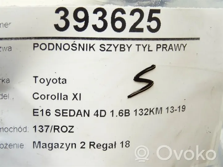 Toyota Corolla E160 E170 Regulador de puerta trasera con motor 