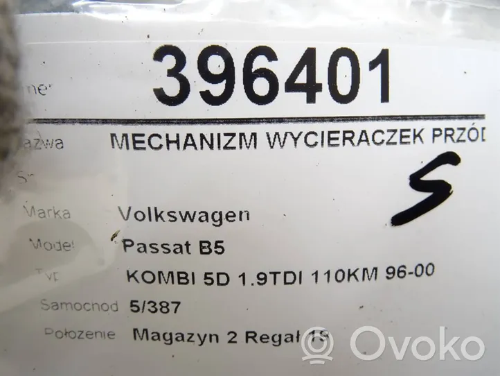 Volkswagen PASSAT B5 Etupyyhkimen vivusto ja moottori 