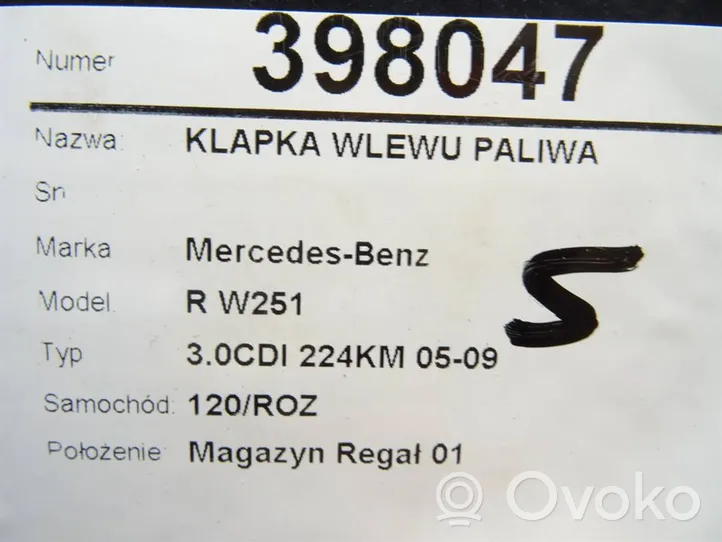 Mercedes-Benz R W251 Polttoainesäiliön korkki 