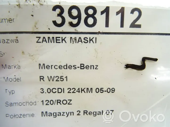 Mercedes-Benz R W251 Zamek pokrywy przedniej / maski silnika A2198800060