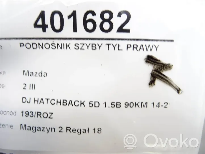 Mazda 2 Elektryczny podnośnik szyby drzwi tylnych 