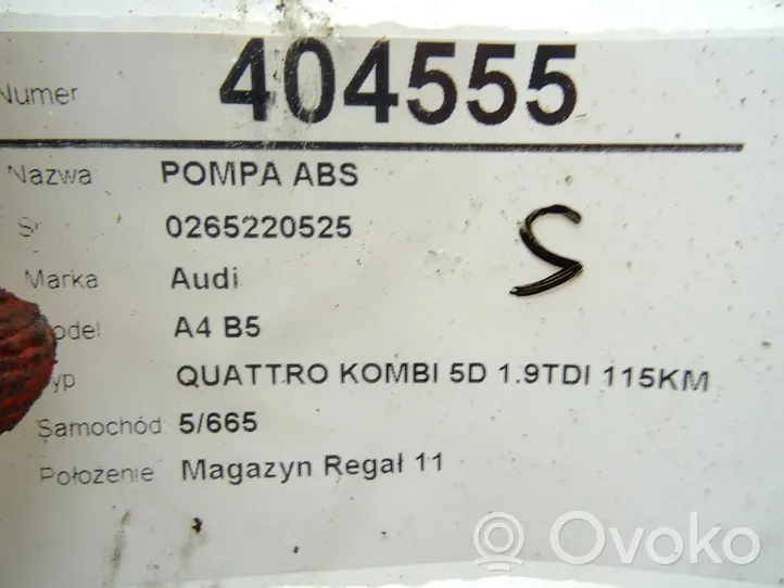 Audi A4 S4 B5 8D Pompe ABS 0265220525