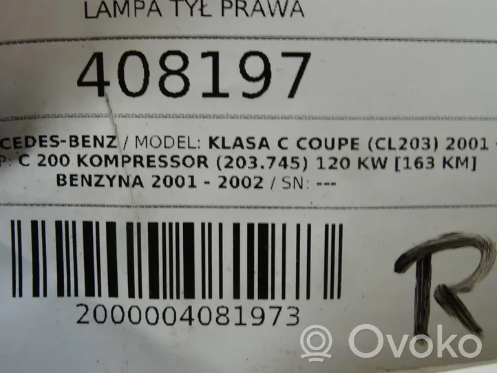 Mercedes-Benz C W203 Lampa tylna A2038200664