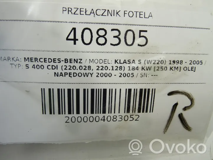 Mercedes-Benz S W220 Sėdynių reguliavimo jungtukas (-ai) 02208211579