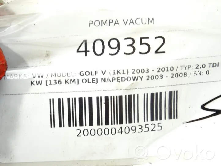 Volkswagen Golf V Pompa podciśnienia / Vacum 03G145209C