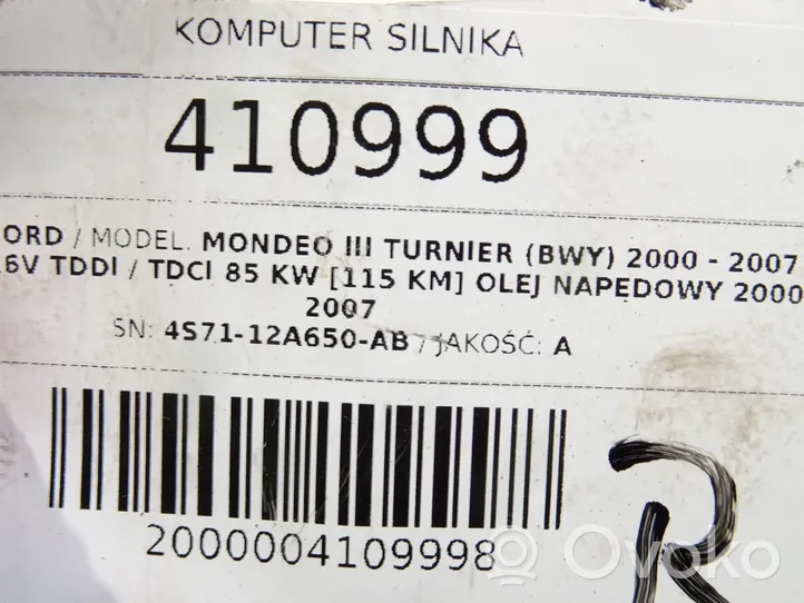 Ford Mondeo Mk III Komputer / Sterownik ECU silnika 4S71-12A650-AB