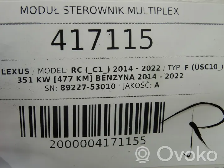 Lexus RC Inne komputery / moduły / sterowniki 89227-53010