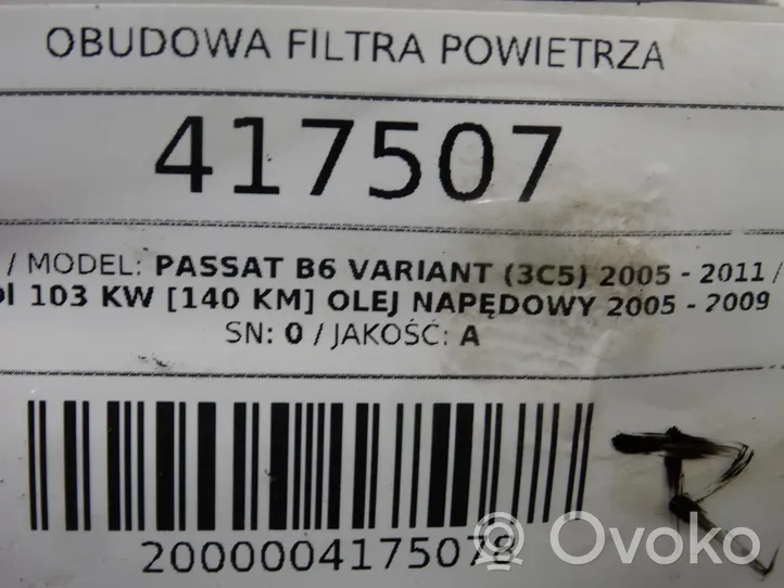 Volkswagen PASSAT B6 Scatola del filtro dell’aria 3C0129607AG