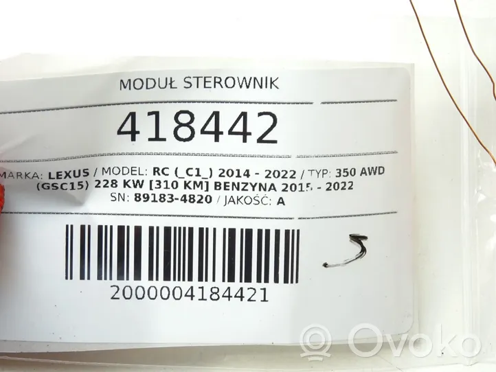 Lexus RC Inne komputery / moduły / sterowniki 89183-48020