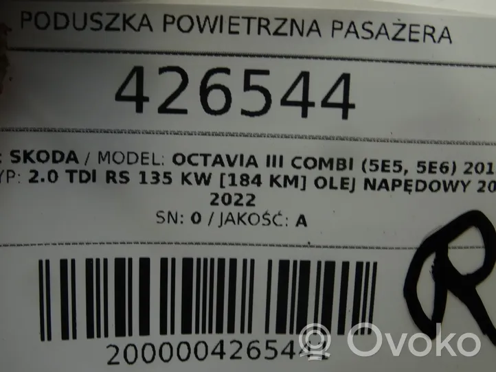 Skoda Octavia Mk3 (5E) Poduszka powietrzna Airbag pasażera 8V0880204G