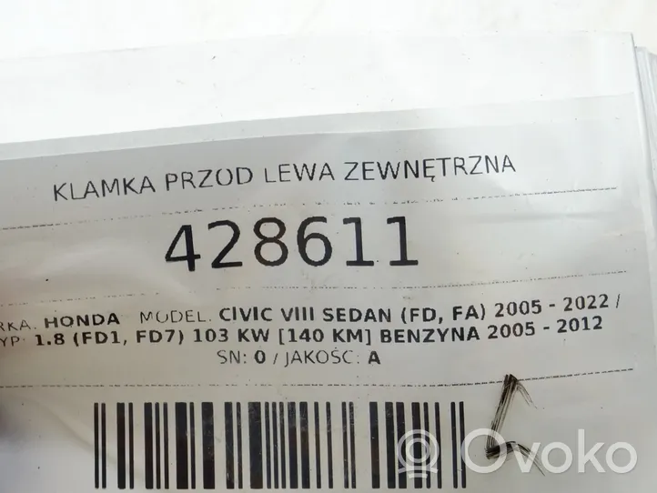 Honda Civic Klamka zewnętrzna drzwi przednich 