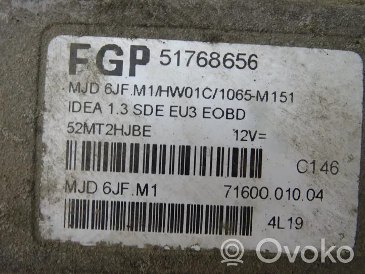 Fiat Idea Unité de commande, module ECU de moteur 51768656