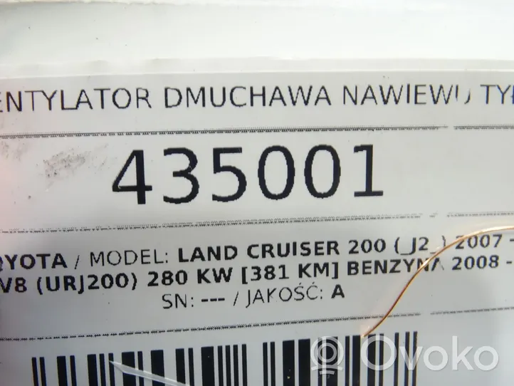 Toyota Highlander XU40 Pulseur d'air habitacle 272700-0560