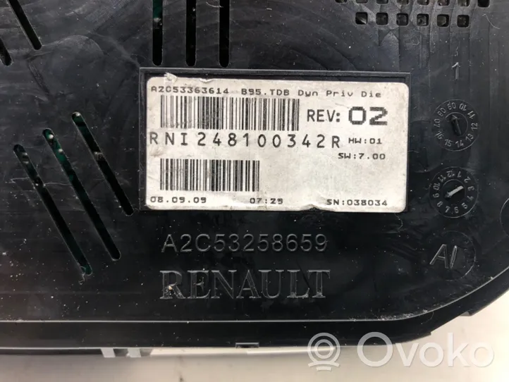 Renault Megane III Tachimetro (quadro strumenti) 248100342R