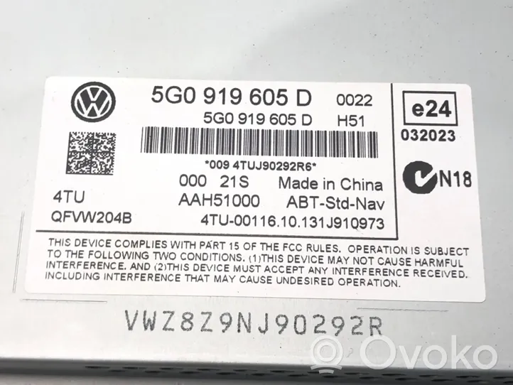 Volkswagen Golf VII Unità principale autoradio/CD/DVD/GPS 5G0919605D