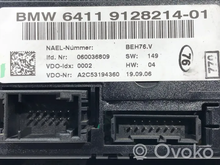 BMW 3 E90 E91 Interior fan control switch 9128214