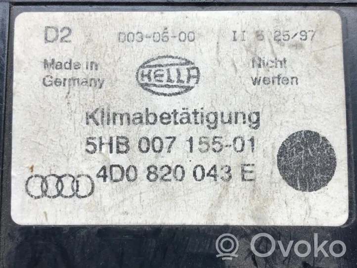 Audi A8 S8 D2 4D Interrupteur ventilateur 4D0820043E