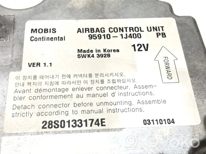 Hyundai i20 (PB PBT) Sensor impacto/accidente para activar Airbag 95910-1J400