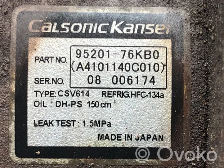 Suzuki Grand Vitara II Ilmastointilaitteen kompressorin pumppu (A/C) 95201-76KB0