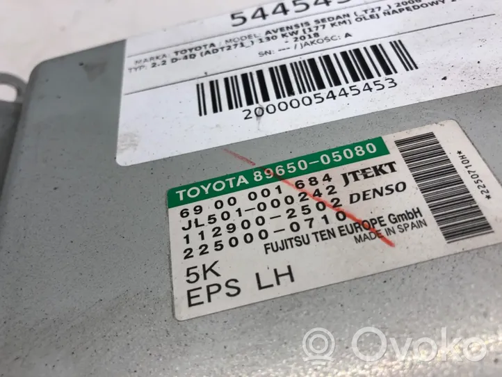 Toyota Avensis T270 Ohjaustehostimen ohjainlaite/moduuli 89650-05080