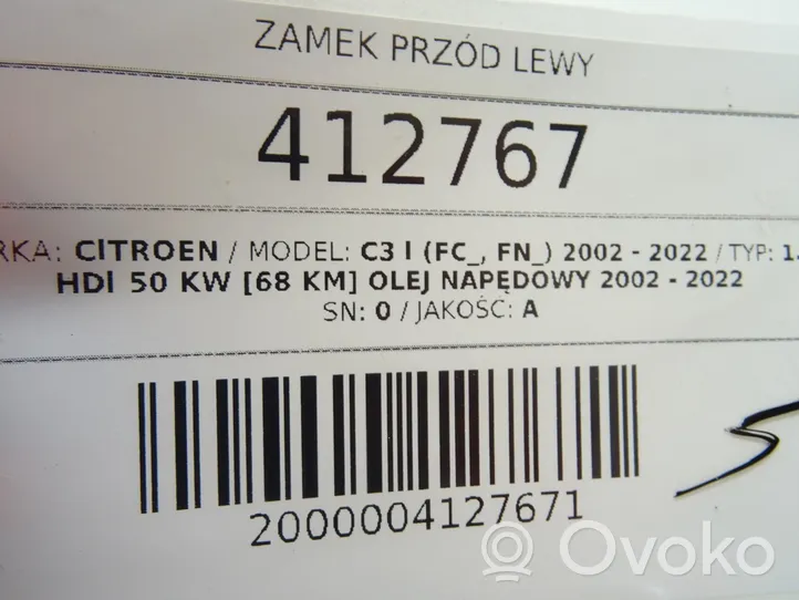 Citroen C3 Zamek drzwi przednich 