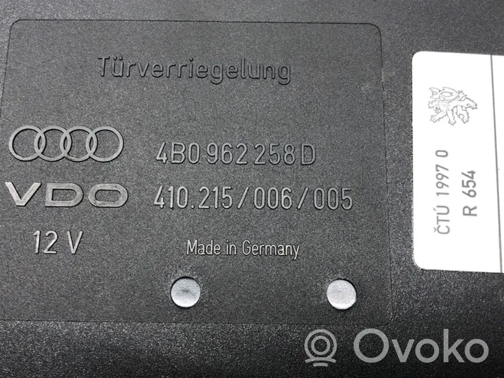 Audi A6 Allroad C5 Module de contrôle carrosserie centrale 4B0962258D