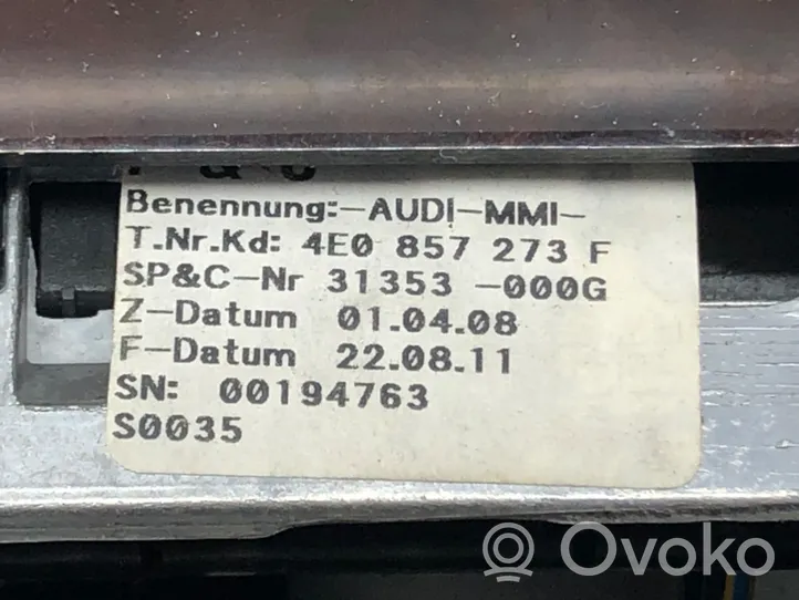 Audi A8 S8 D3 4E Monitori/näyttö/pieni näyttö 4E0857273F