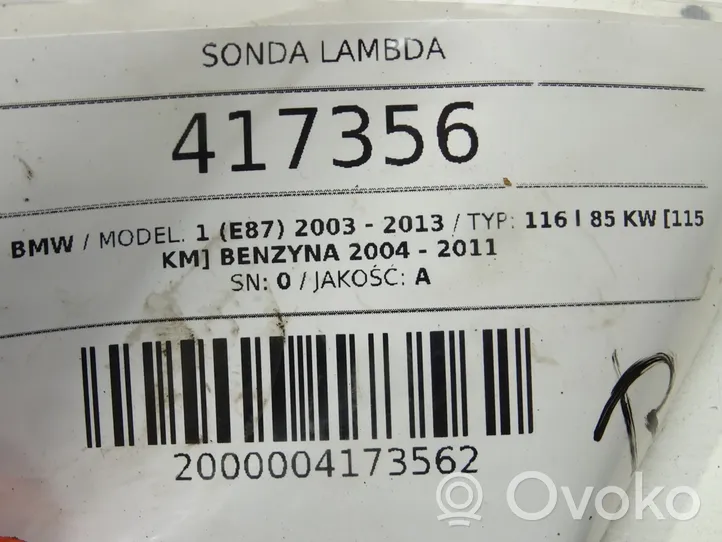 BMW 1 E81 E87 Sonde lambda KBA16693