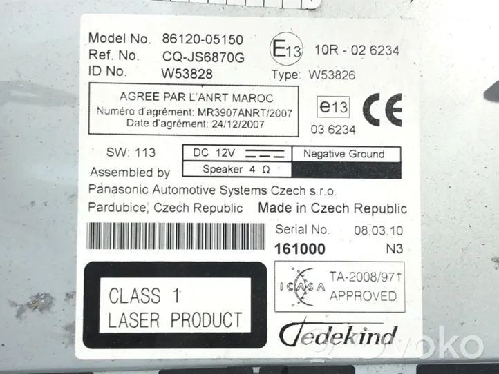 Toyota Avensis T270 Radio/CD/DVD/GPS-pääyksikkö 86120-05150