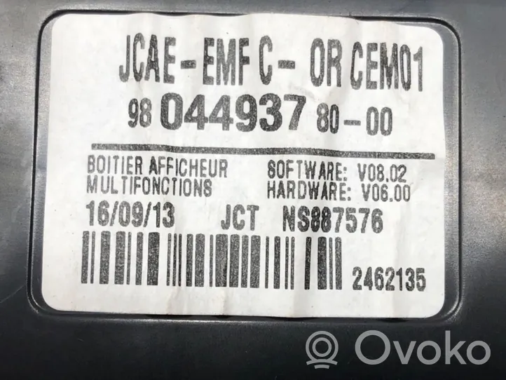 Citroen C-Elysée Monitor / wyświetlacz / ekran 9804493780