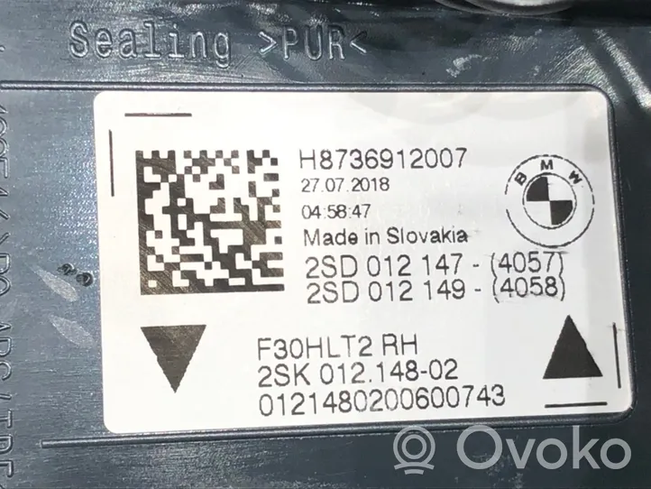 BMW 3 F30 F35 F31 Galinis žibintas kėbule H8736912007