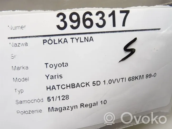 Toyota Yaris Półka tylna bagażnika 