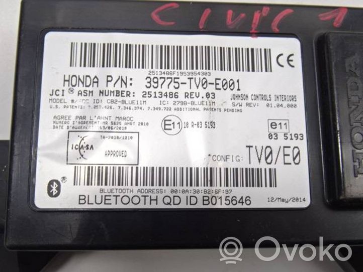 Honda Civic IX Module unité de contrôle Bluetooth 39775TV0E001