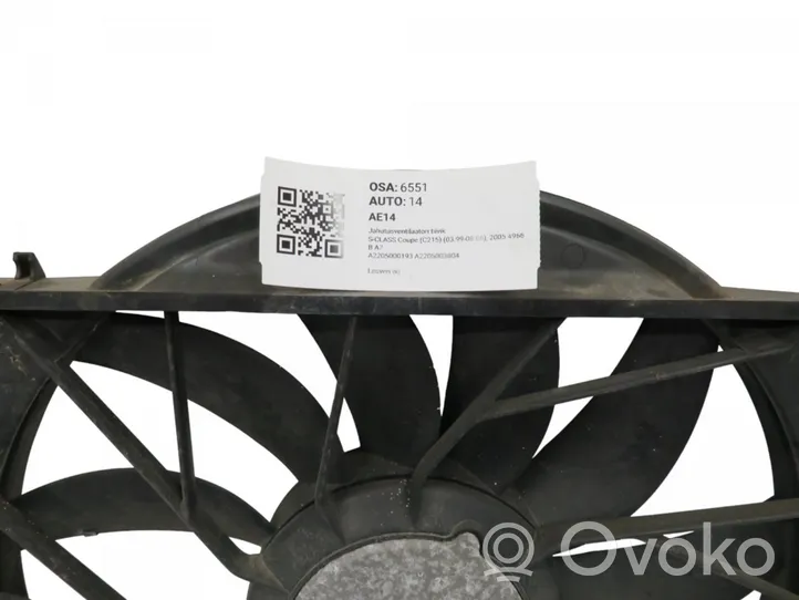 Mercedes-Benz CL C215 Hélice moteur ventilateur A2205000193