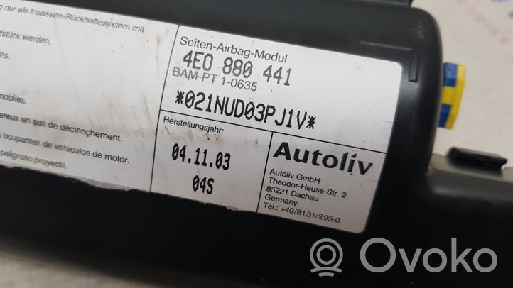 Audi A8 S8 D3 4E Poduszka powietrzna Airbag fotela 4E0880441