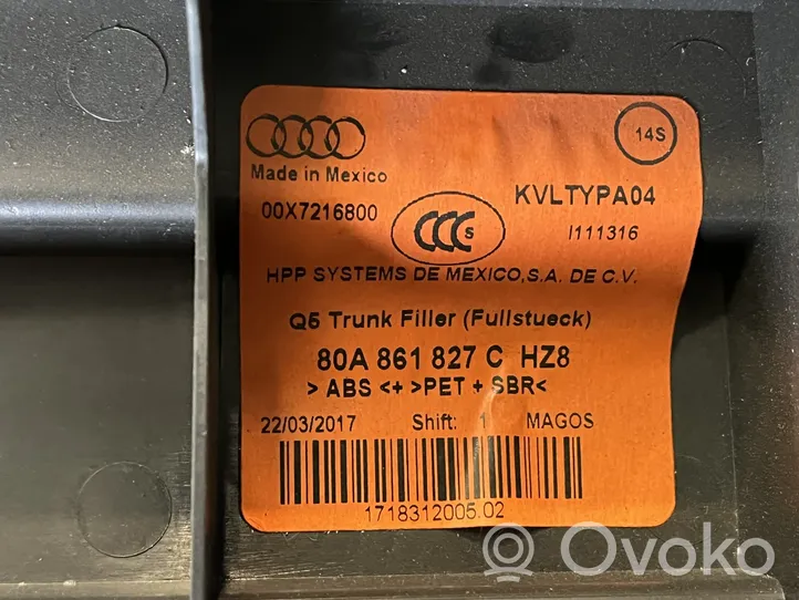 Audi Q5 SQ5 Osłona tylna tunelu środkowego 80A861827