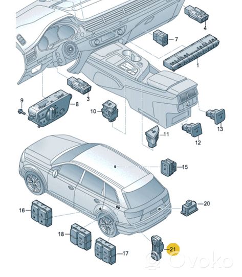 Audi Q7 4M Interruttore luci interne 8V0915211