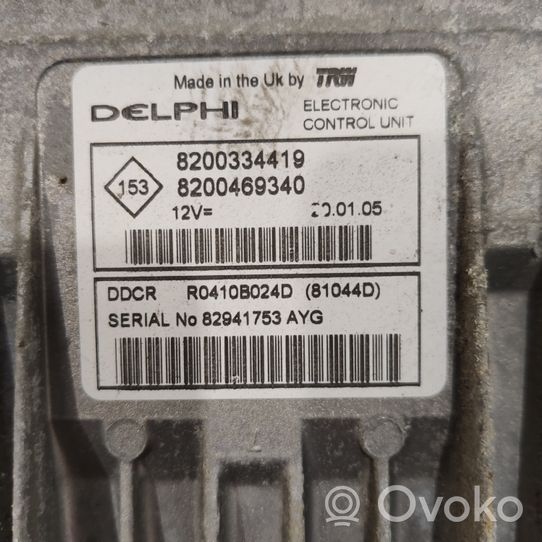 Renault Megane II Komputer / Sterownik ECU i komplet kluczy 8200334419