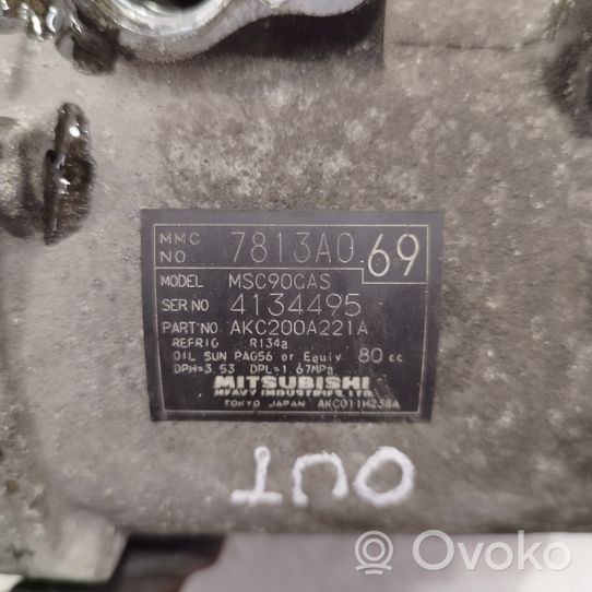 Mitsubishi Outlander Ilmastointilaitteen kompressorin pumppu (A/C) 7813A069