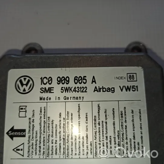 Volkswagen Transporter - Caravelle T5 Unidad de control/módulo del Airbag 1C0909605A