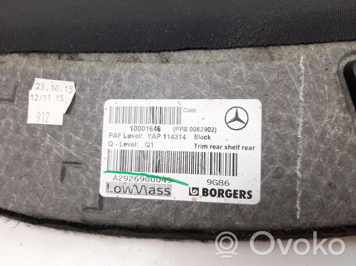 Mercedes-Benz GLE (W166 - C292) Copertura ripiano portaoggetti A2926900049