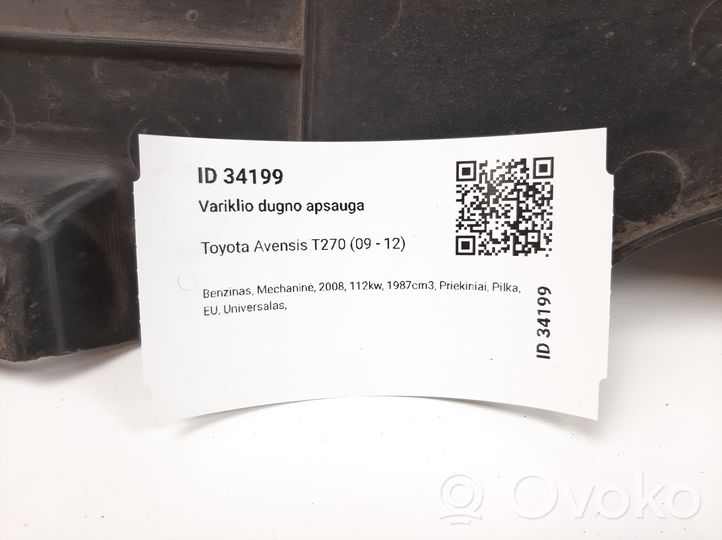 Toyota Avensis T270 Moottorin alustan välipohjan roiskesuoja 5261805010