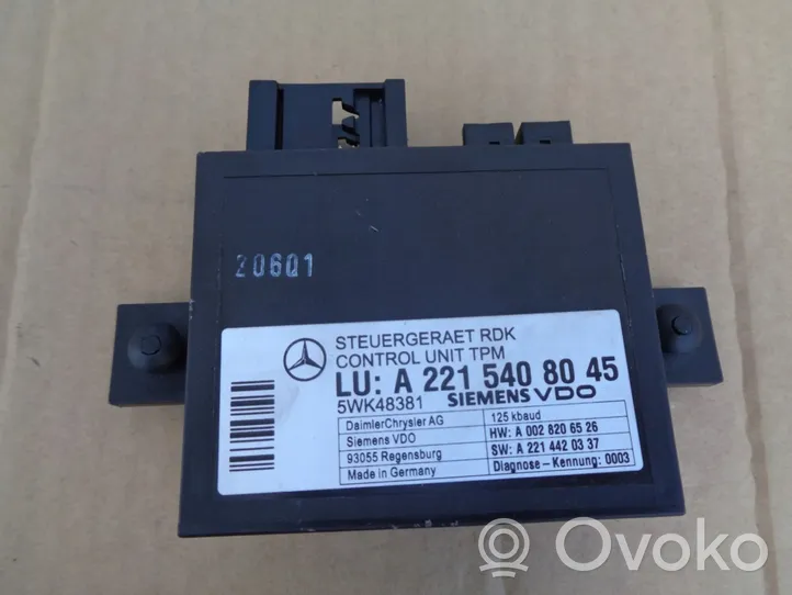 Mercedes-Benz S W221 Sterownik / Moduł kontroli ciśnienia w oponach A2215408045