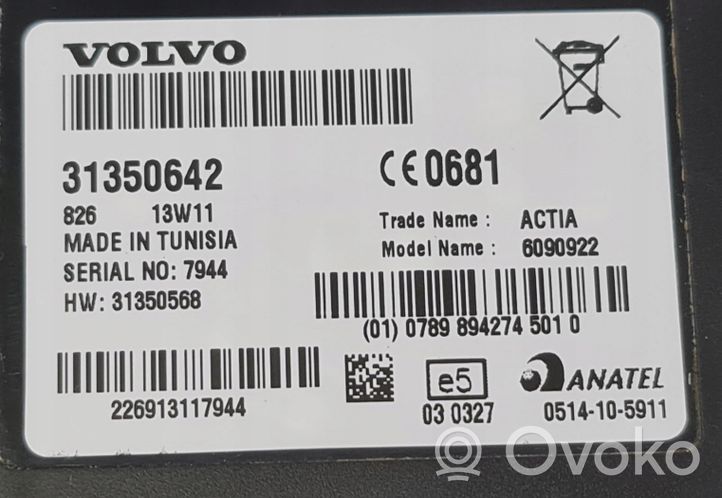 Volvo V40 Centralina/modulo telefono 31350642