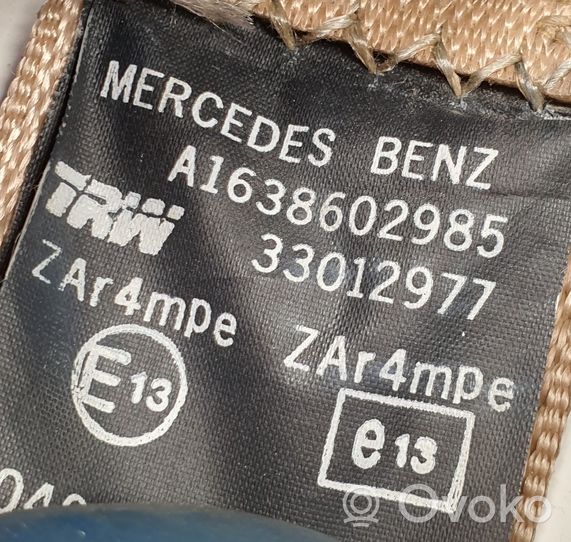 Mercedes-Benz ML W163 Saugos diržas priekinis A1638602985