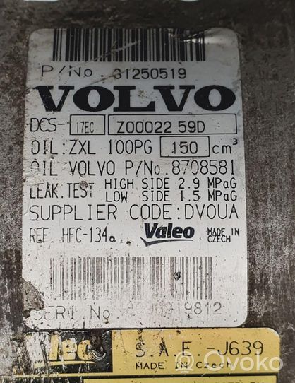 Volvo S80 Air conditioning (A/C) compressor (pump) 31250519 Z0002259D
