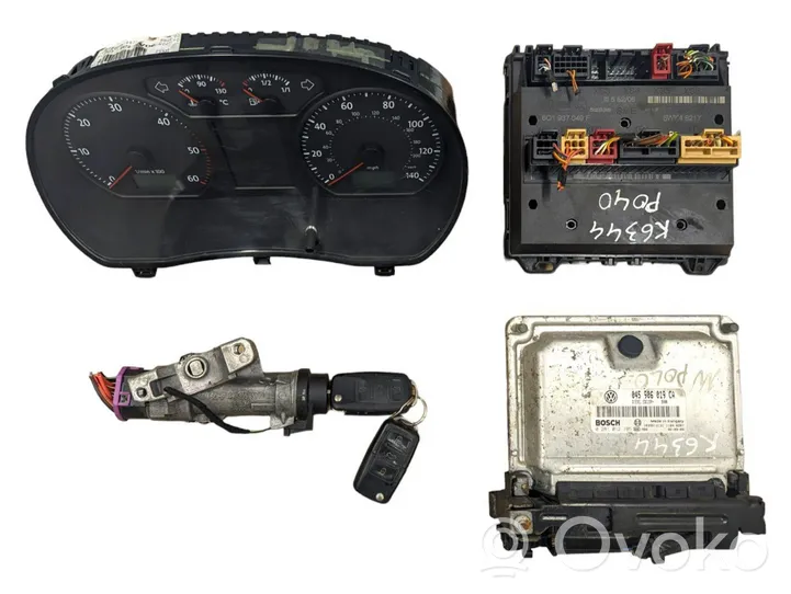 Volkswagen Polo IV 9N3 Komputer / Sterownik ECU i komplet kluczy 0281012195