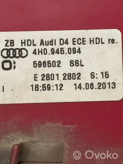 Audi A8 S8 D4 4H Takaluukun takavalot 4H0945094