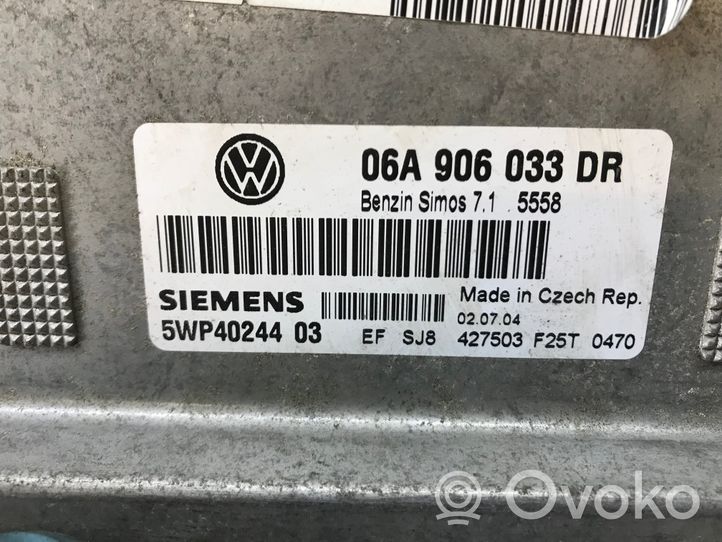 Volkswagen Touran I Moottorinohjausyksikön sarja ja lukkosarja 06A906033DR